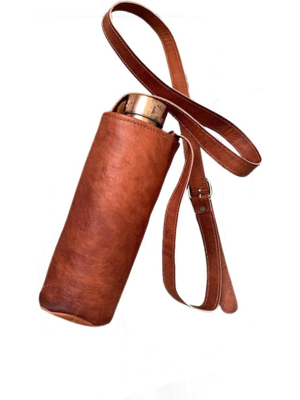 Stylish Reusable Leather Wine Bottle Carrier & Unisex Water Bottle Holder